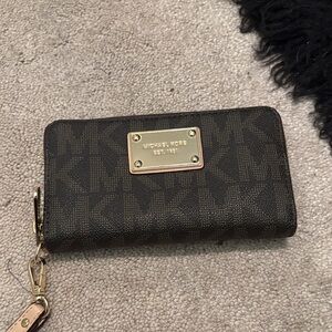 Michael Kors Black and Gold Wristlet
